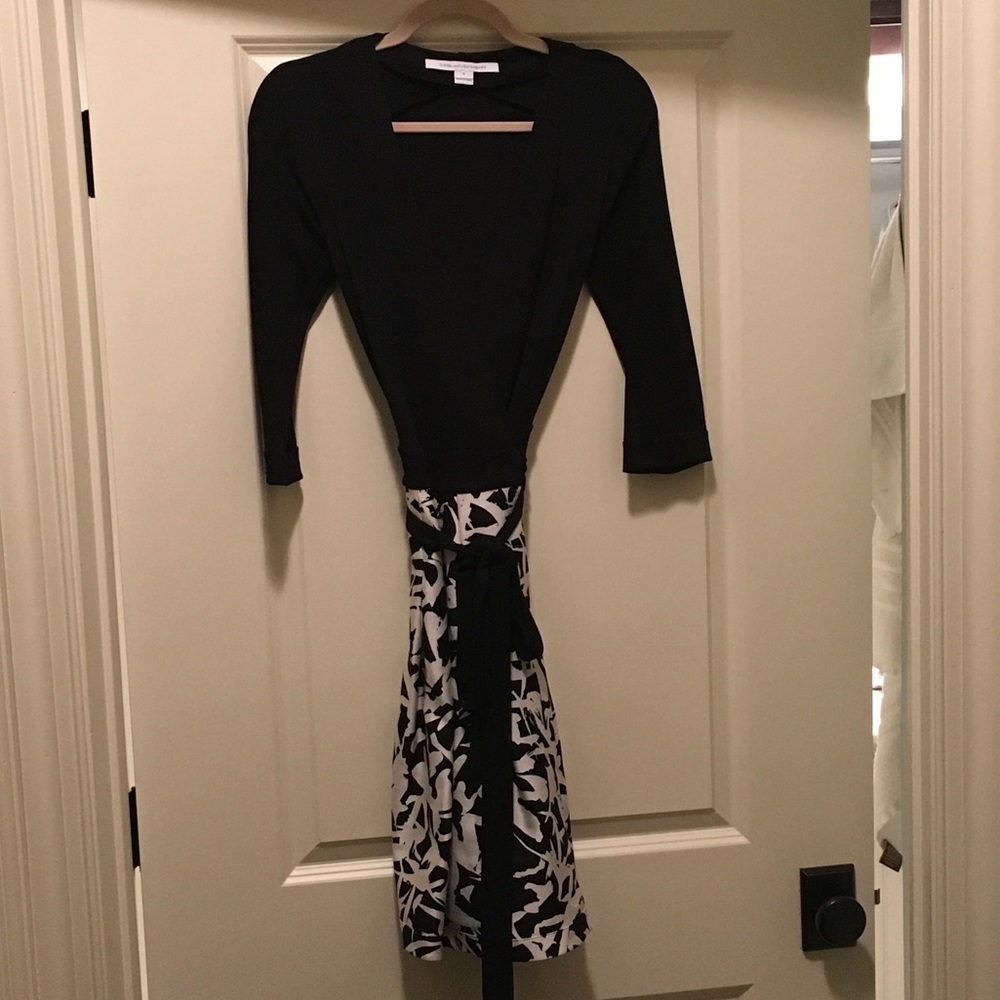 Diane Von Furstenberg Black & White Wrap Dress